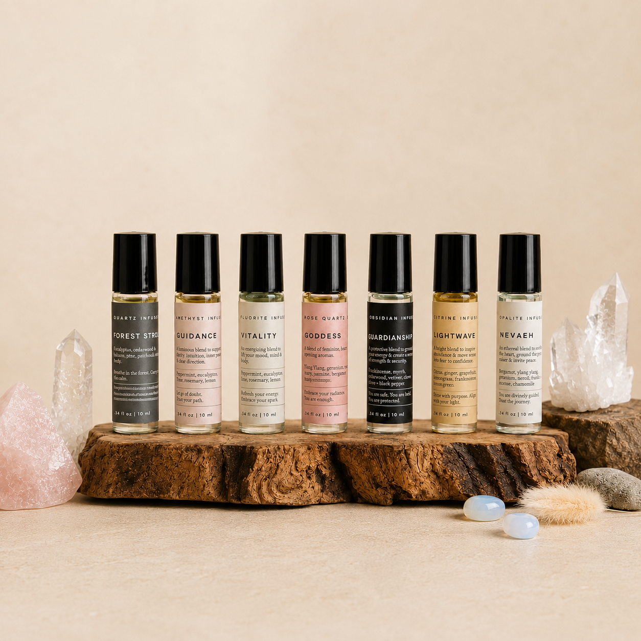 Crystal-Infused Essential Oil Rollers