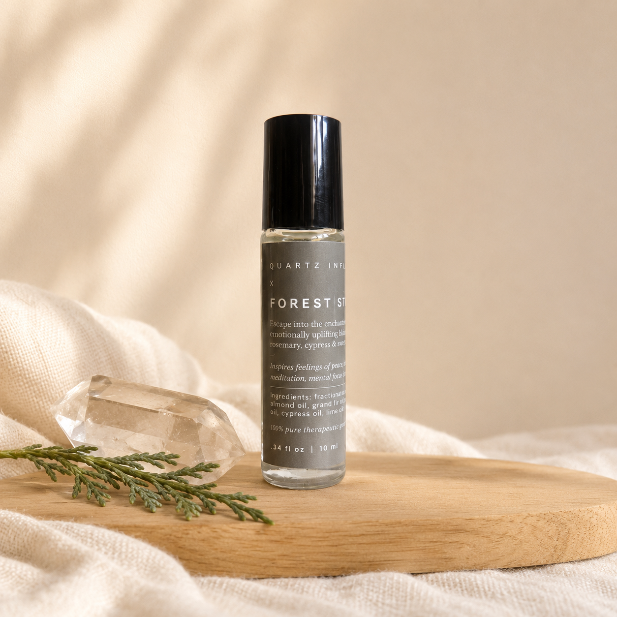 Forest Stroll | Crystal-Infused Essential Oil Roller